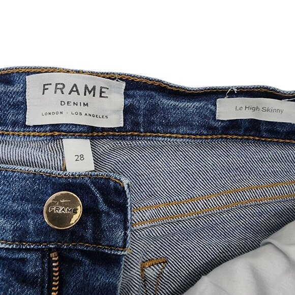 Frame Denim Le High Skinny Jeans Distressed Mid-Rise Womens Size 28 Blue - Picture 6 of 11